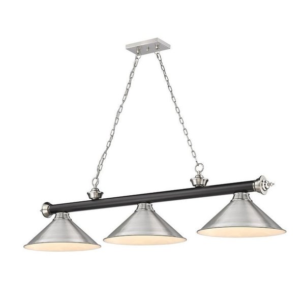 Z-Lite Cordon 3 Light Billiard, Matte Black 2306-3MB-BN-BN15